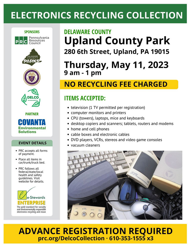 eRecycling May 2023 in Delaware County, Upland PA
